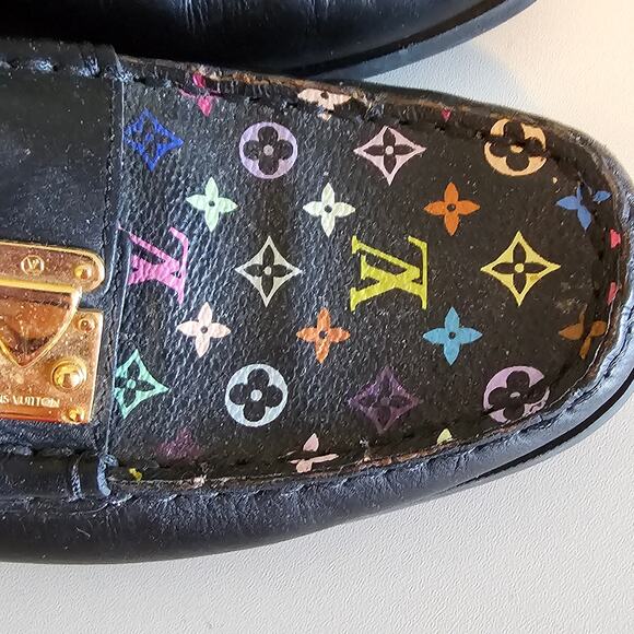 Louis Vuitton Multicolore Monogram LV Black Oxford Loafers with Gold Lock - Picture 7 of 12